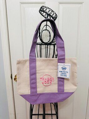 TIK TOK FAMOUS TRADER JOE'S PASTEL SPRING MINI CANVAS TOTE BAG LIGHT PURPLE